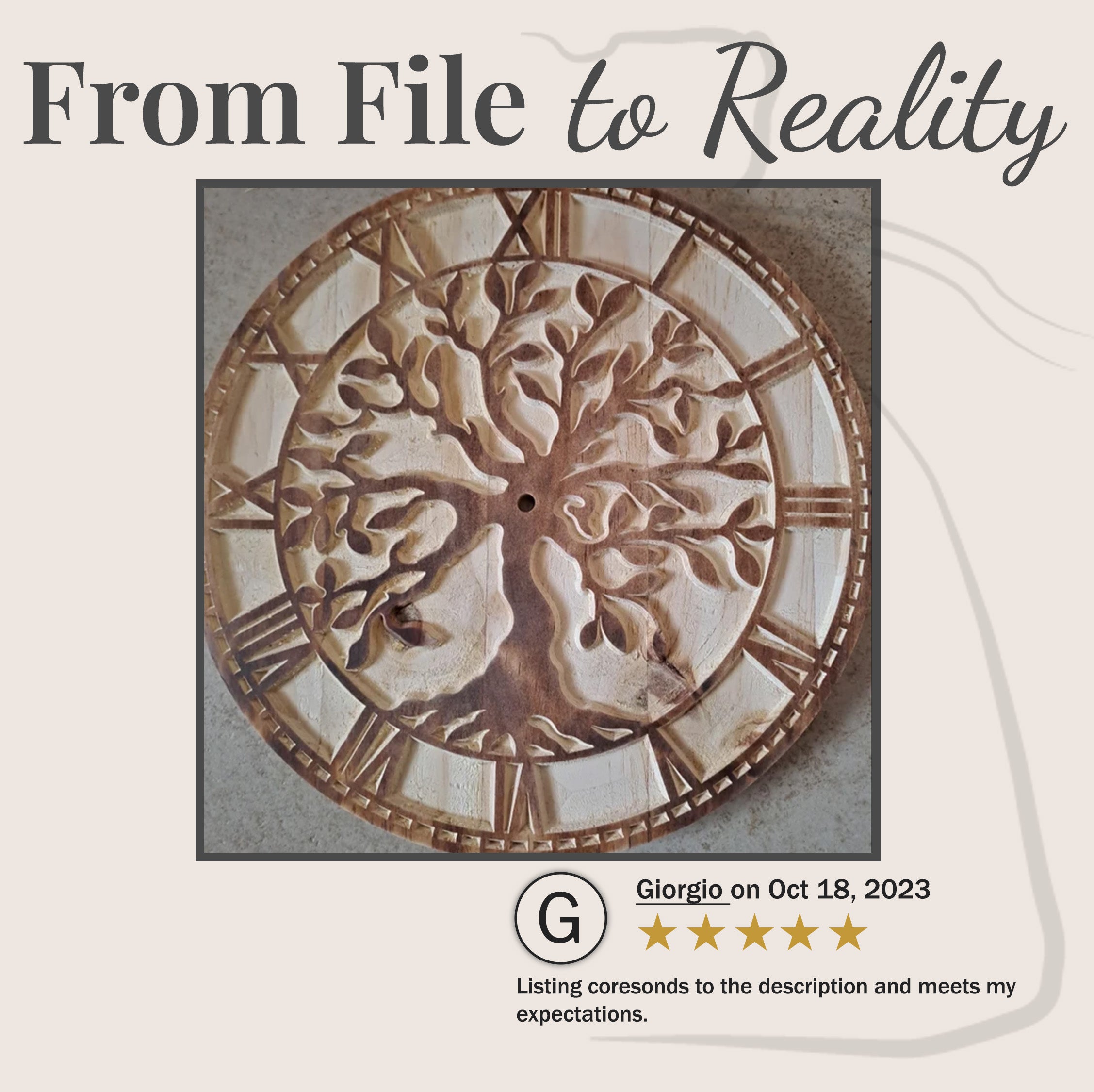 C1 tree of life clock built by BFW customer  whitewash aged finish, CNC router build with review from the maker