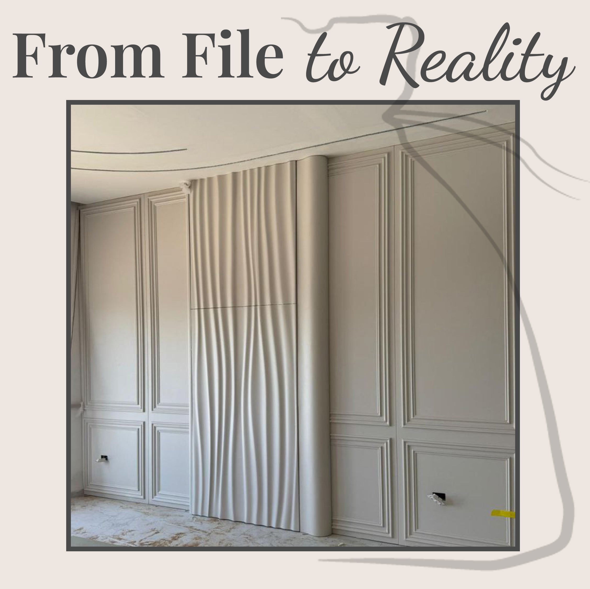WP11 wall art built by BFW customer  cream painted hidden door panels, residential bedroom joinery
