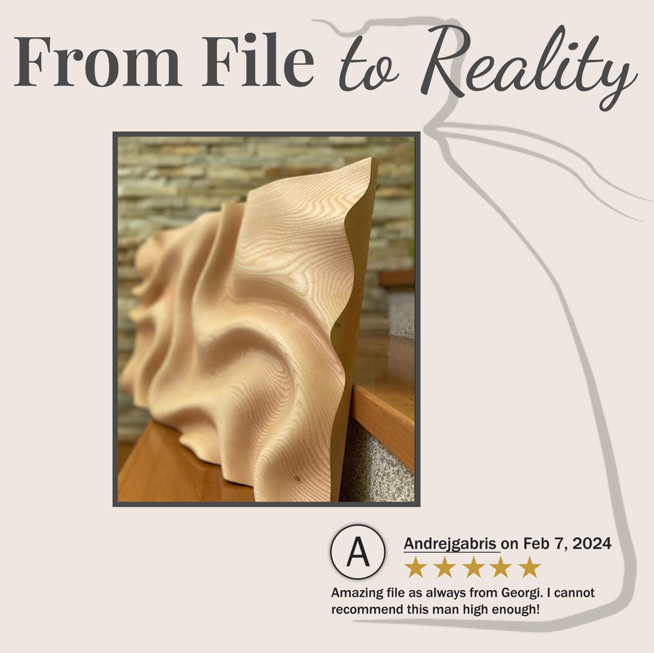 WP9 wall panel built by BFW customer natural pine finish, close-up angle showing wave depth and surface detail. With Review recommending the seller.