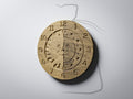 C2 sun and moon CNC clock, warm oak render, thumbnail