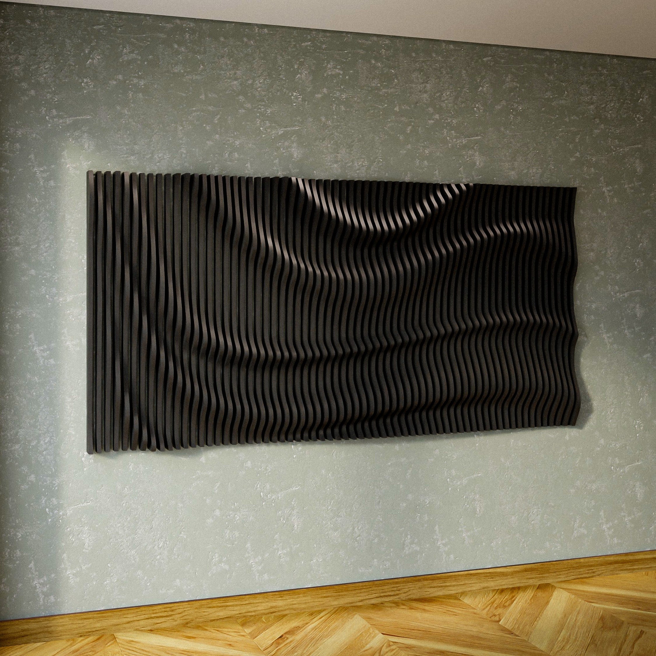 PP6 parametric wave panel dark finish, slight angle orientation showing the wave motion