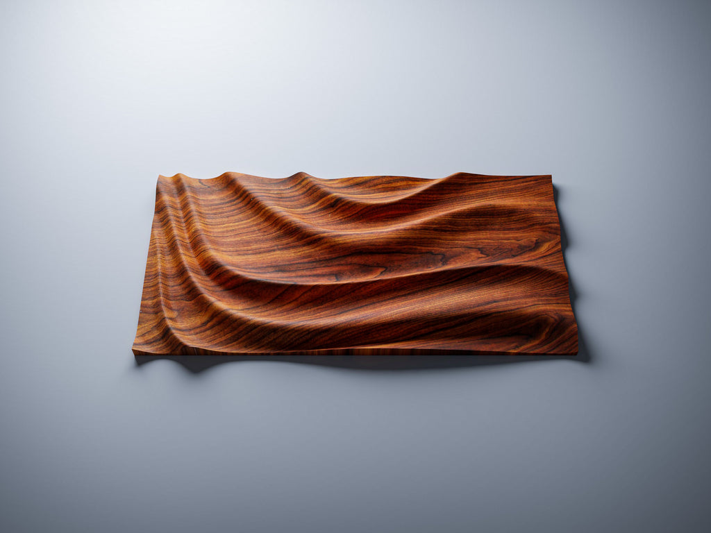 WP10 3D wave wall panel  render, angle view showing wave depth and surface movement