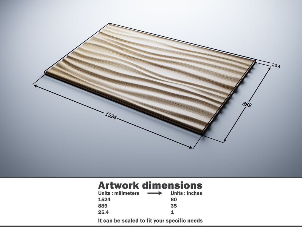WP11 wall panel dimensions 1524×889×25.4mm (60×35×1"), scalable, single non-tiling panel