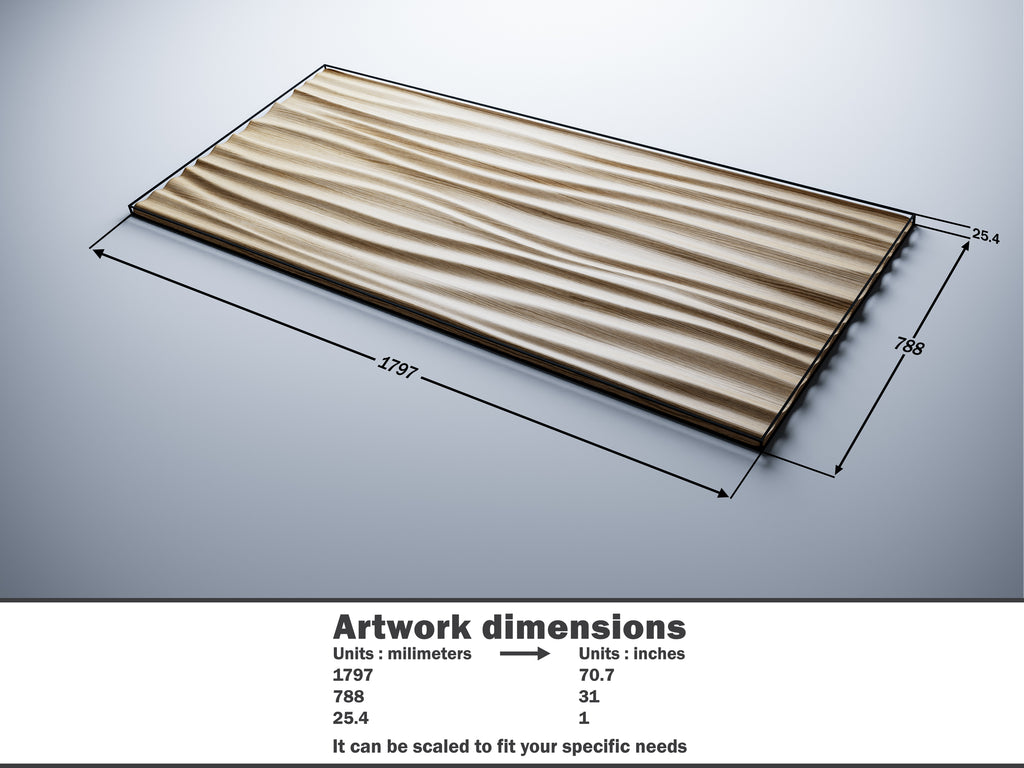 WP11 wall panel dimensions 1797×788×25.4mm (70.7×31×1"), scalable, single non-tiling panel