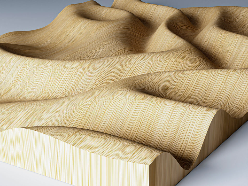 Close-up of a wavy wooden  relief surface with render